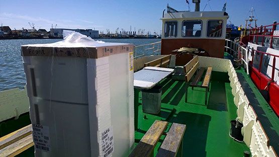 aflevering aan boord